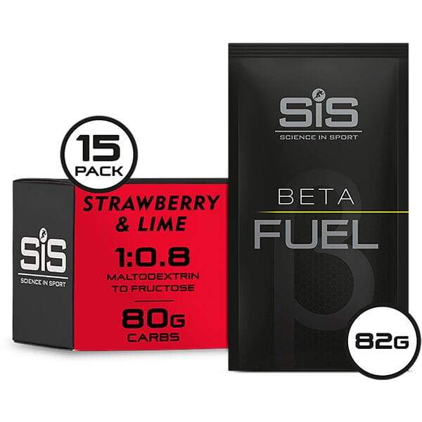 Load image into Gallery viewer, Science In Sport BETA Fuel energy drink powder - box of 15 sachets - strawberry and lime
