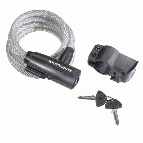 Kryptonite Keeper 1018 Key cable - coiled - with bracket (10 mm x 180 cm)