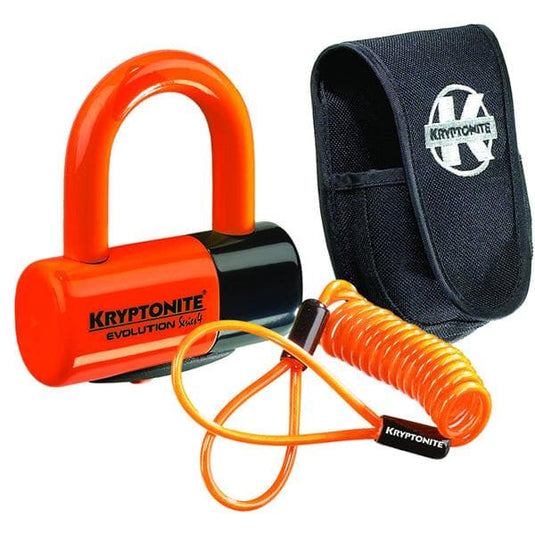 Kryptonite Evolution Disc Lock - Premium Pack - Orange With Pouch And reminder cable