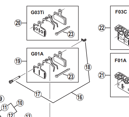 Shimano Spares BR-M987 pad axle and snap retainer