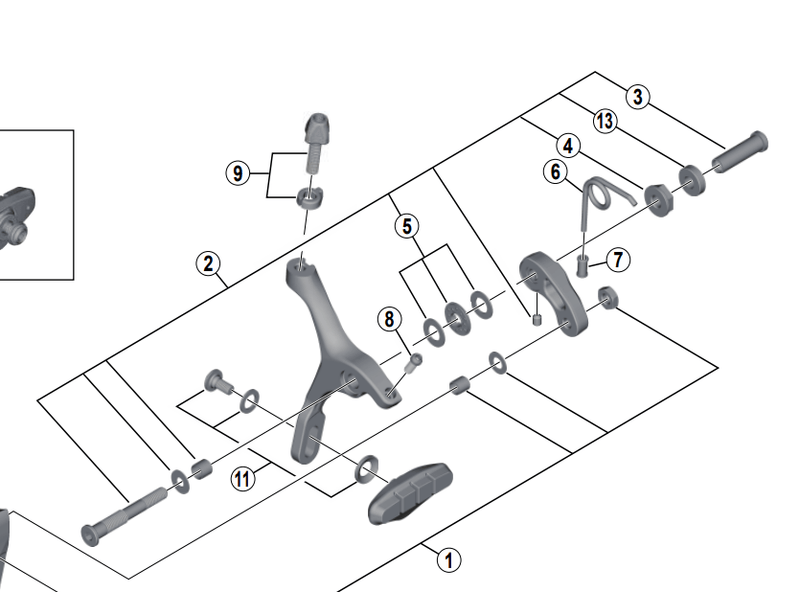 Load image into Gallery viewer, Shimano Spares BR-4700 front pivot assembly bolt 35.7 mm; pivot nut 10.5 mm
