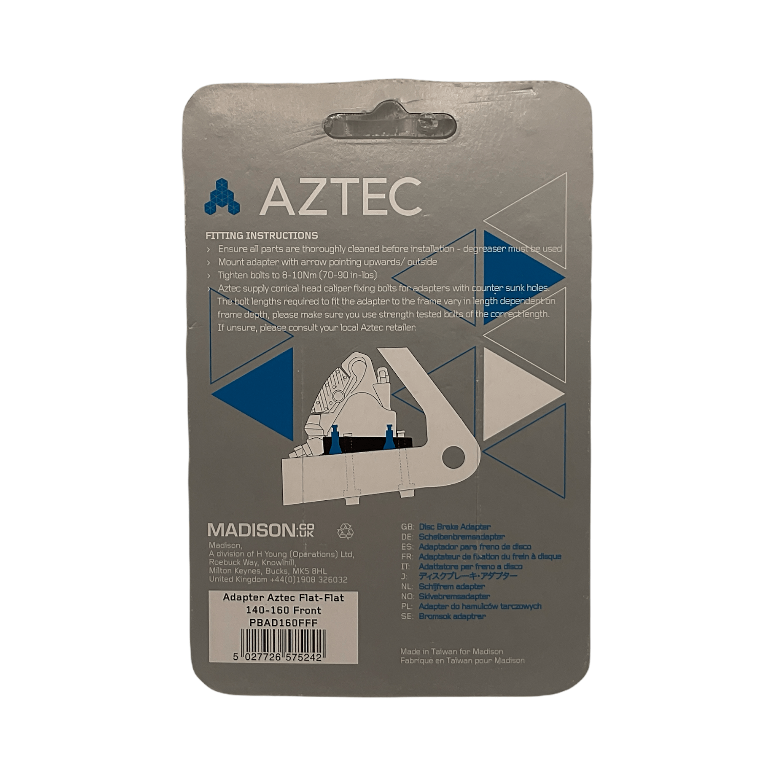 Aztec Adapter for flatmount calliper to flatmount fork; 140 and 160mm flip flop front