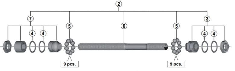 Shimano Spares FH-T3000 Complete hub axle; 146 mm