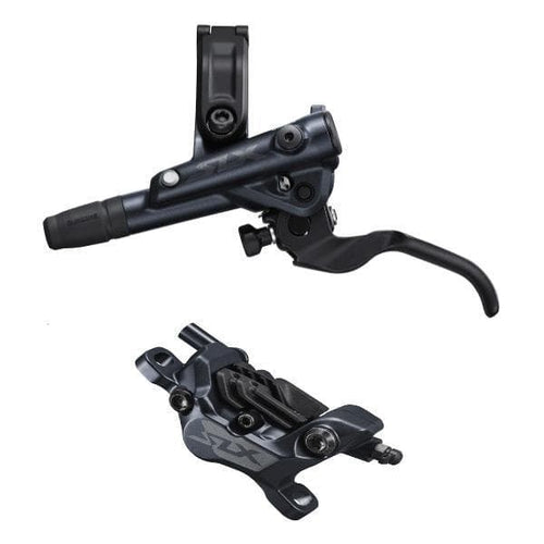 Shimano SLX BR-M7120/BL-M7100 SLX 4 pot bled brake lever/post mount calliper; rear left
