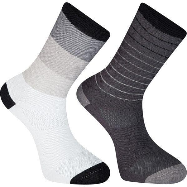 Madison Sportive Long Sock Twin Pack - Stripes Phantom / White - Large (43-45)