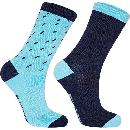 Madison Sportive Mid Sock Twin Pack - Rain Drops Ink Navy / Blue Curaco - Large (43-45)