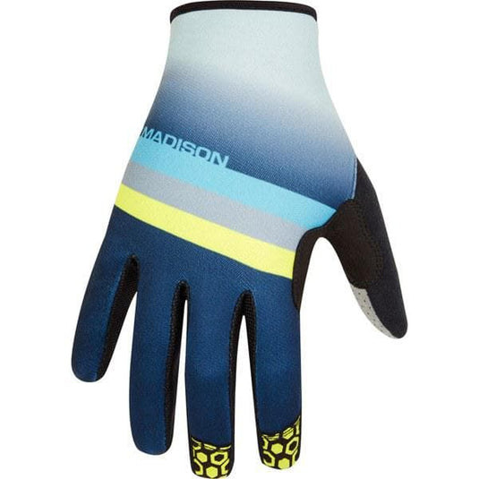 Madison Alpine men's gloves; stripe ink navy / lime punch X-large