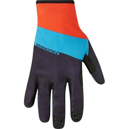 Madison Alpine men's gloves; stripe black / chilli red / blue curaco medium