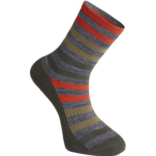 Madison Isoler Merino 3-season sock - olive / chilli red pop - large 43-45