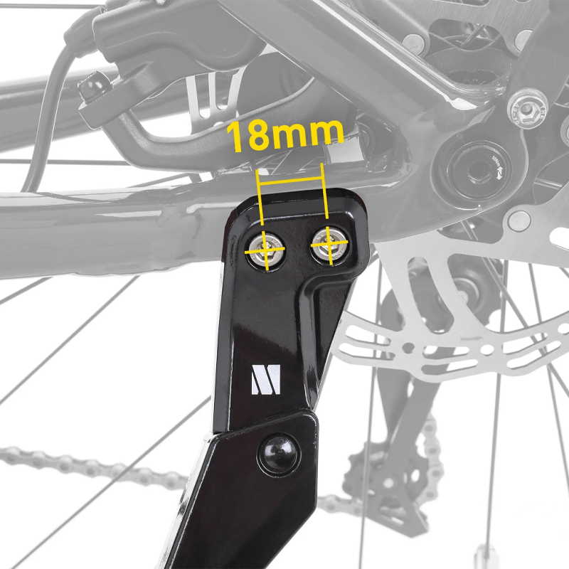 M Part Primo kickstand; 24-29 adjustable 20kg rating; 18mm mounting holes