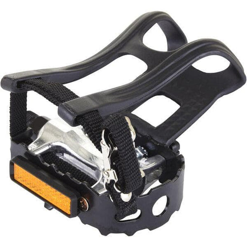 M Part Essential Alloy pedals including toe clips and straps; 9/16 inch thread