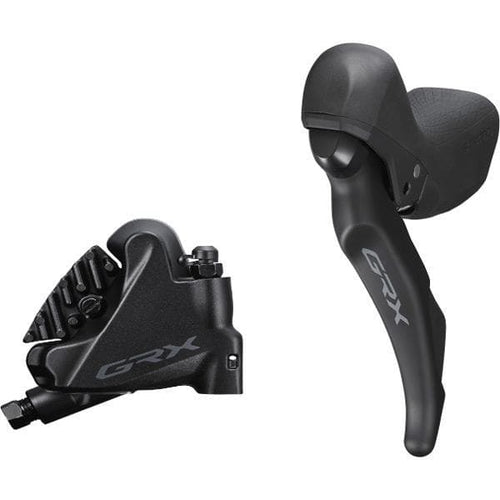 Shimano GRX ST-RX600 GRX 2-speed STI bled with BR-RX400 flat mount calliper; left rear