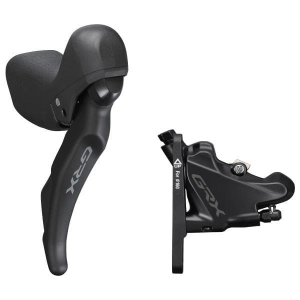 Shimano GRX ST-RX600 GRX 11-speed STI bled with BR-RX400 flat mount calliper; right front