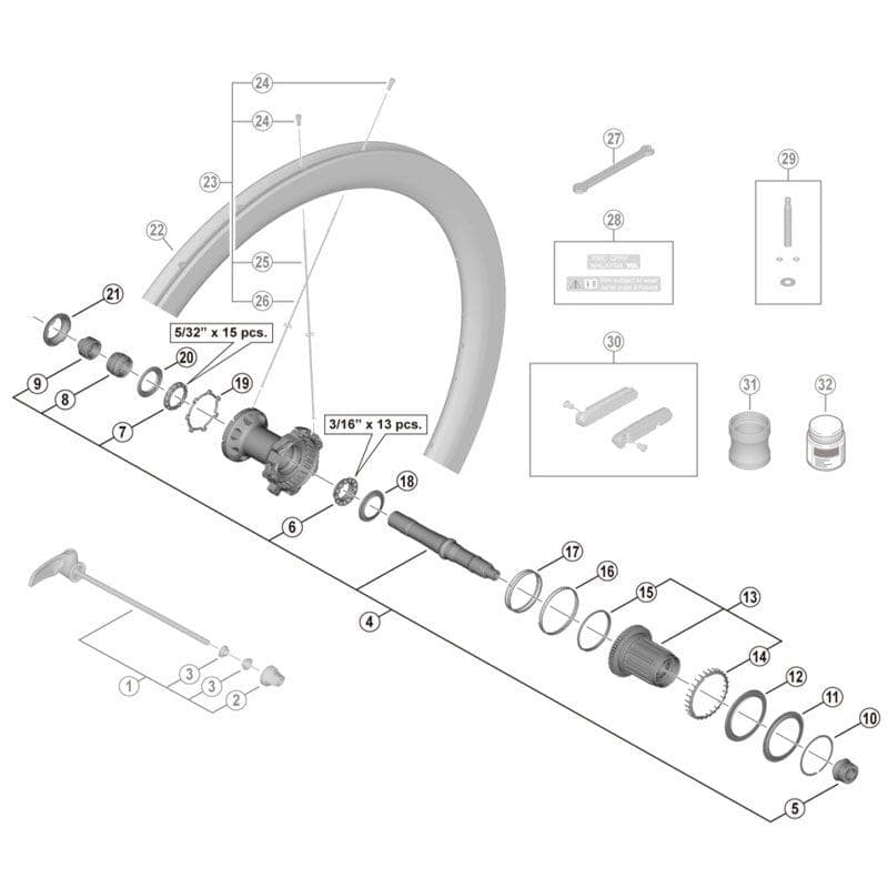 Shimano Dura-Ace WH-R9200-C50-TU-R Complete Hub Axle