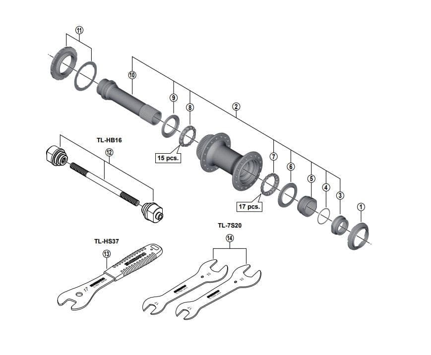 Shimano Spares HB-M8010 hub axle unit