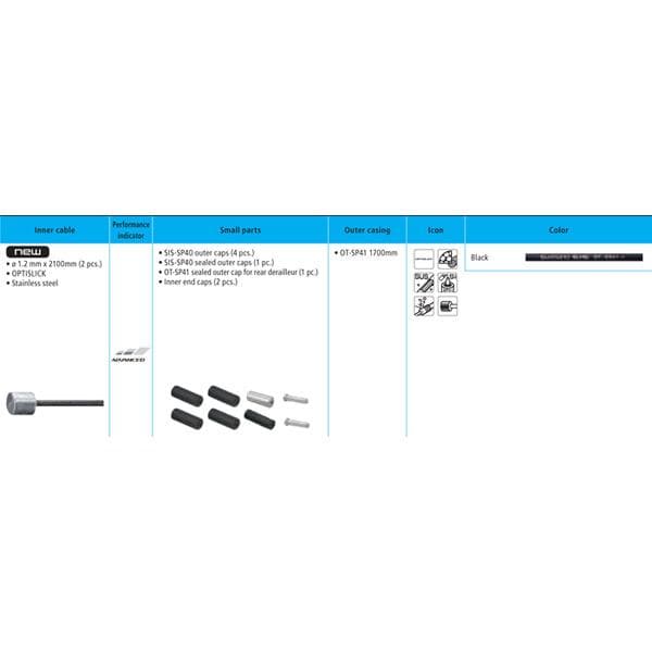 Shimano Spares Road gear cable set; OPTISLICK; coated inners; black