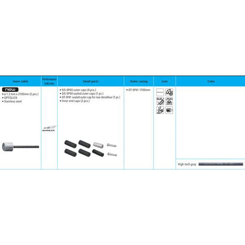 Shimano Spares Road gear cable set; OPTISLICK coated inners; grey