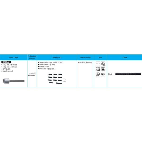 Shimano Spares MTB gear cable set; OPTISLICK coated stainless steel inners; black